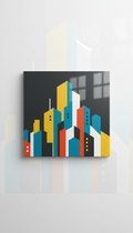 Paysage géométrique bleu urbain en aluminium